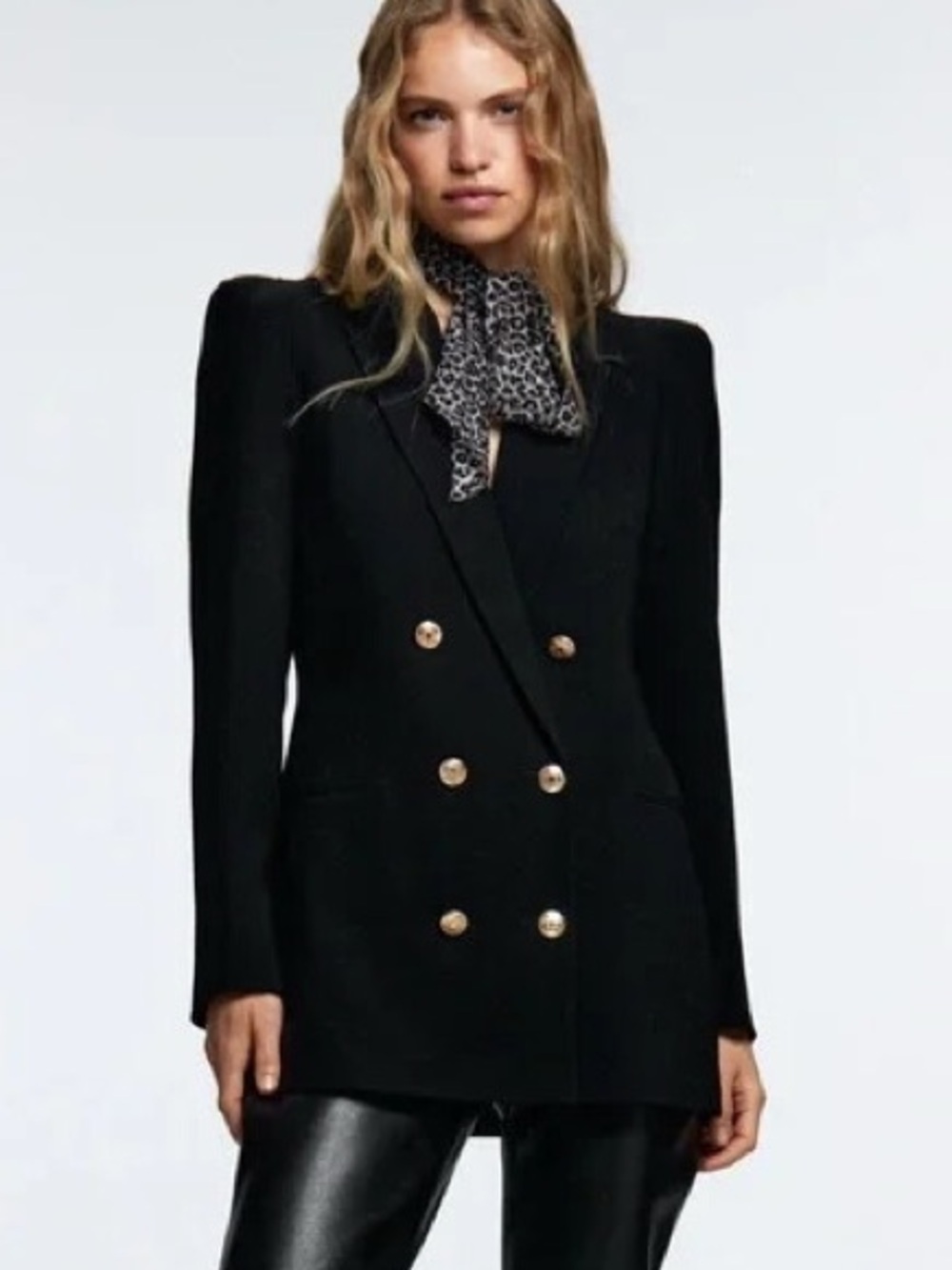 Black Double-Breasted Women's Blazer Jacket